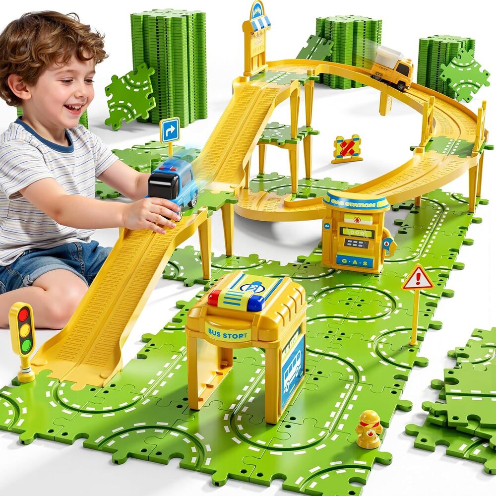 XINNOVEL 3-Tier Puzzle Race Car Track Set Kids 3-Layer Play Set